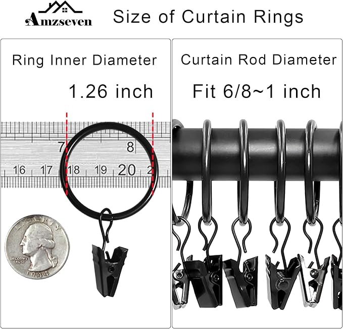 40 Pack Curtain Rings with Clips - Image 3
