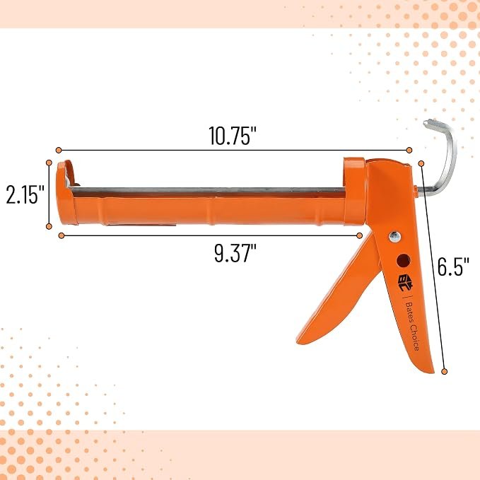 Caulking Gun, 10:1 Thrust Ratio, Orange, No Drip Sealant Gun - Image 3