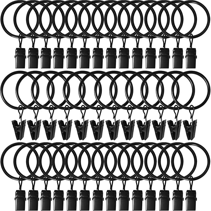 40 Pack Curtain Rings with Clips