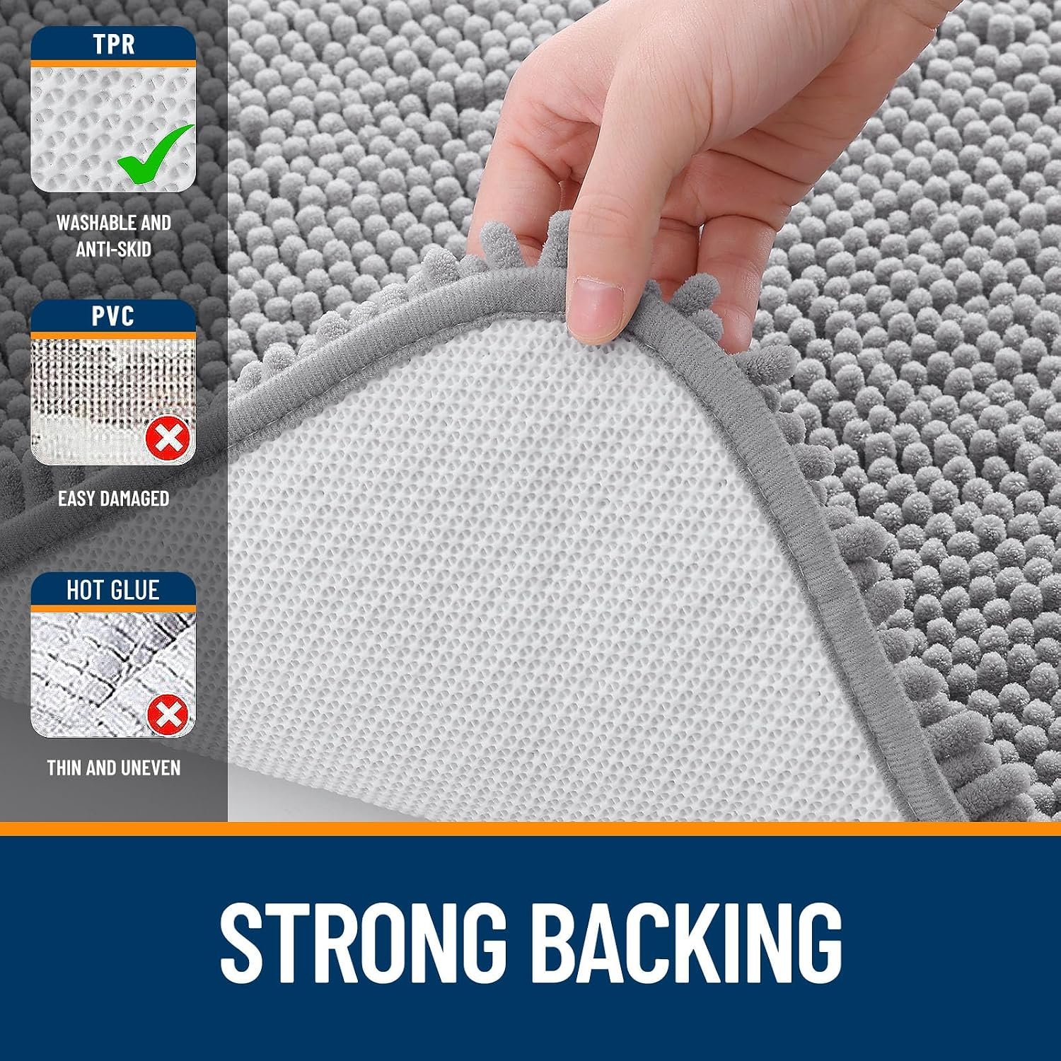 Bathroom Rugs 30x20, Extra Soft Absorbent Chenille Bath Rugs - Image 4