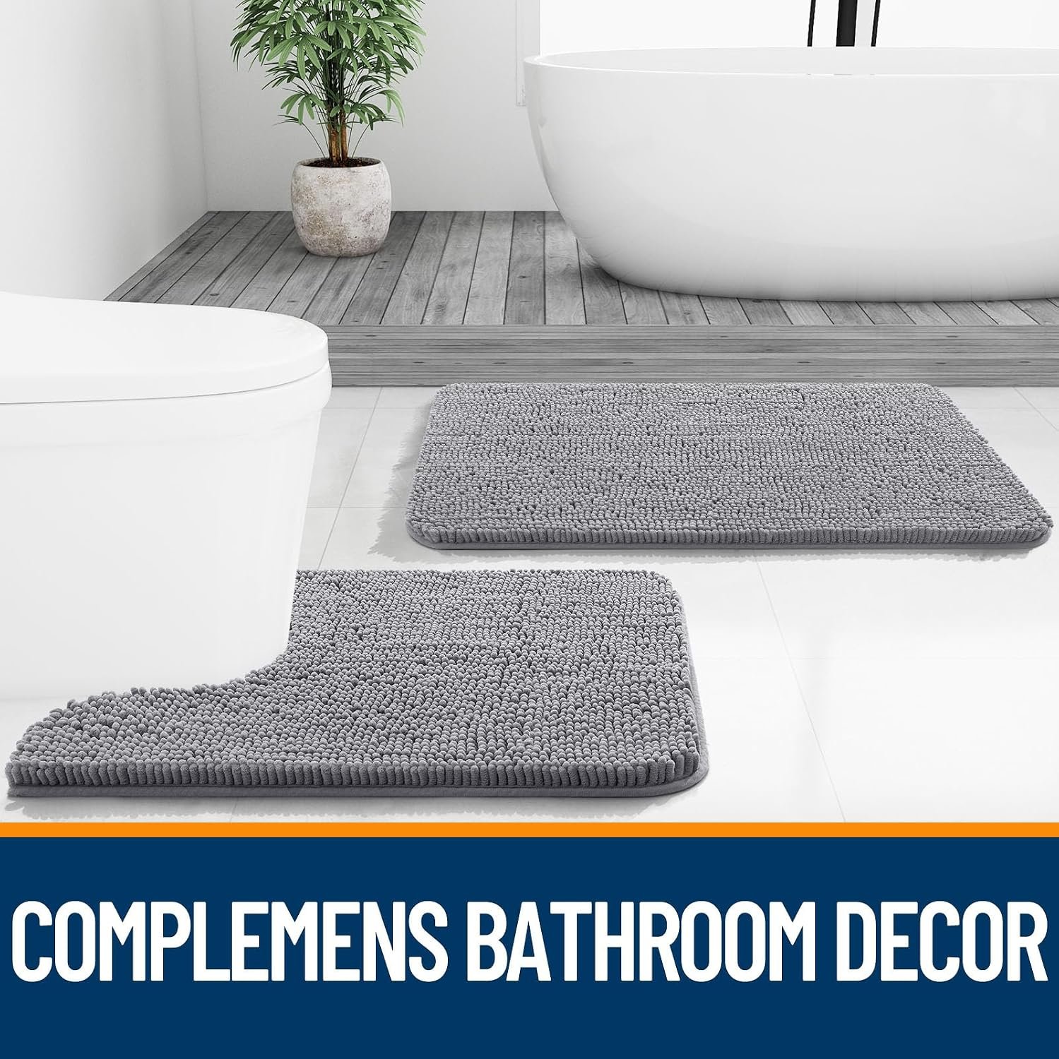 Bathroom Rugs 30x20, Extra Soft Absorbent Chenille Bath Rugs - Image 3