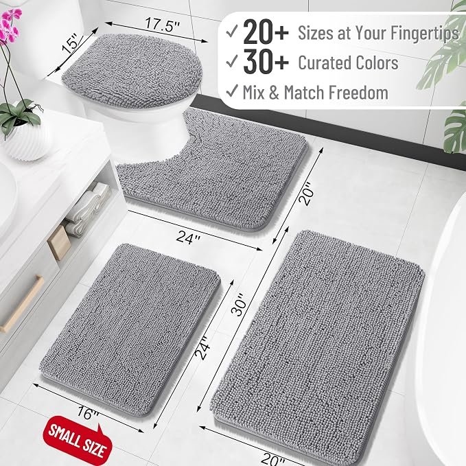 Bathroom Rugs 30x20, Extra Soft Absorbent Chenille Bath Rugs - Image 2